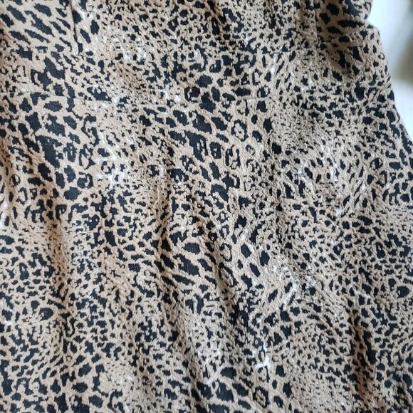 Anthropologie MAEVE PUFF SLEEVES ANIMAL PRINT CUT OUT MINI DRESS SIZE 14 - Picture 14 of 16